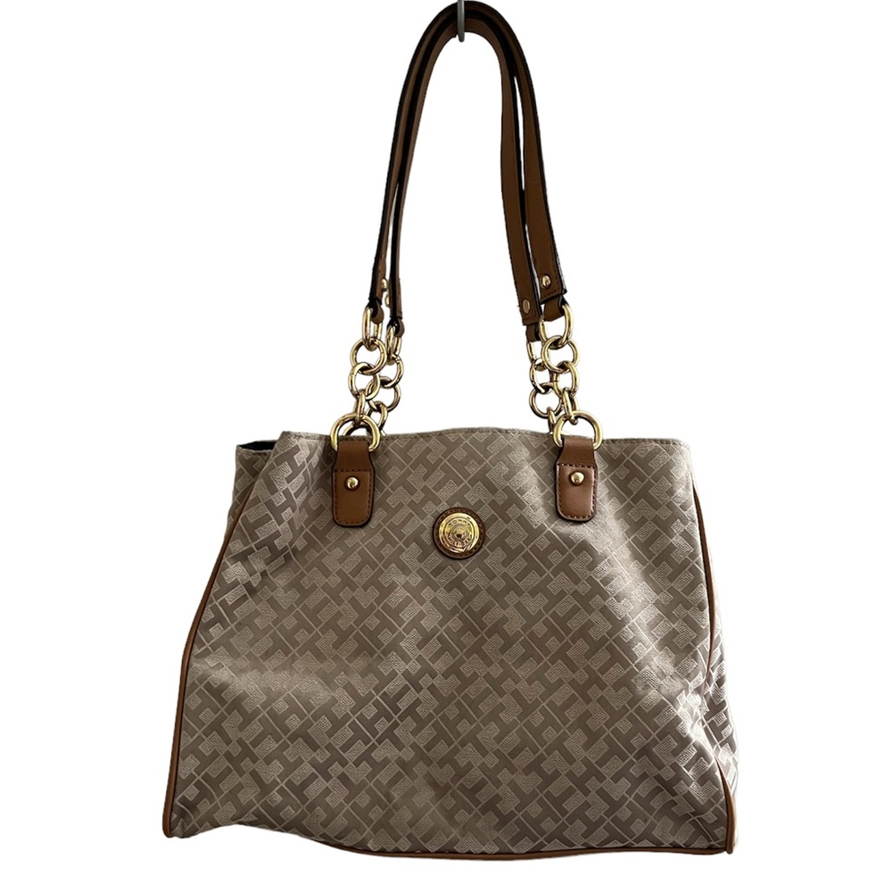 Tommy Hilfiger tan logo handbag purse